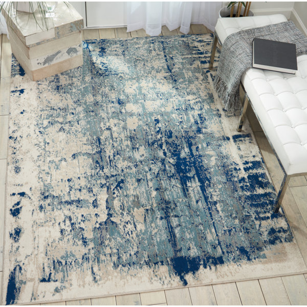Williston Heffington Abstract Ivory/Blue Area Rug & Reviews Wayfair